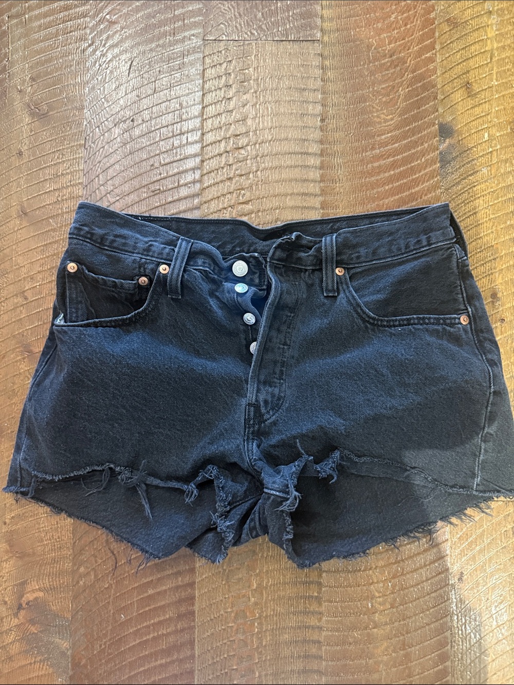 Signature by Levi Strauss Black Distressed Denim Cutoff Shorts